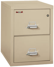 FireKing vertical filing cabinet in light tan