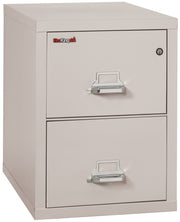 FireKing vertical filing cabinet in light beige