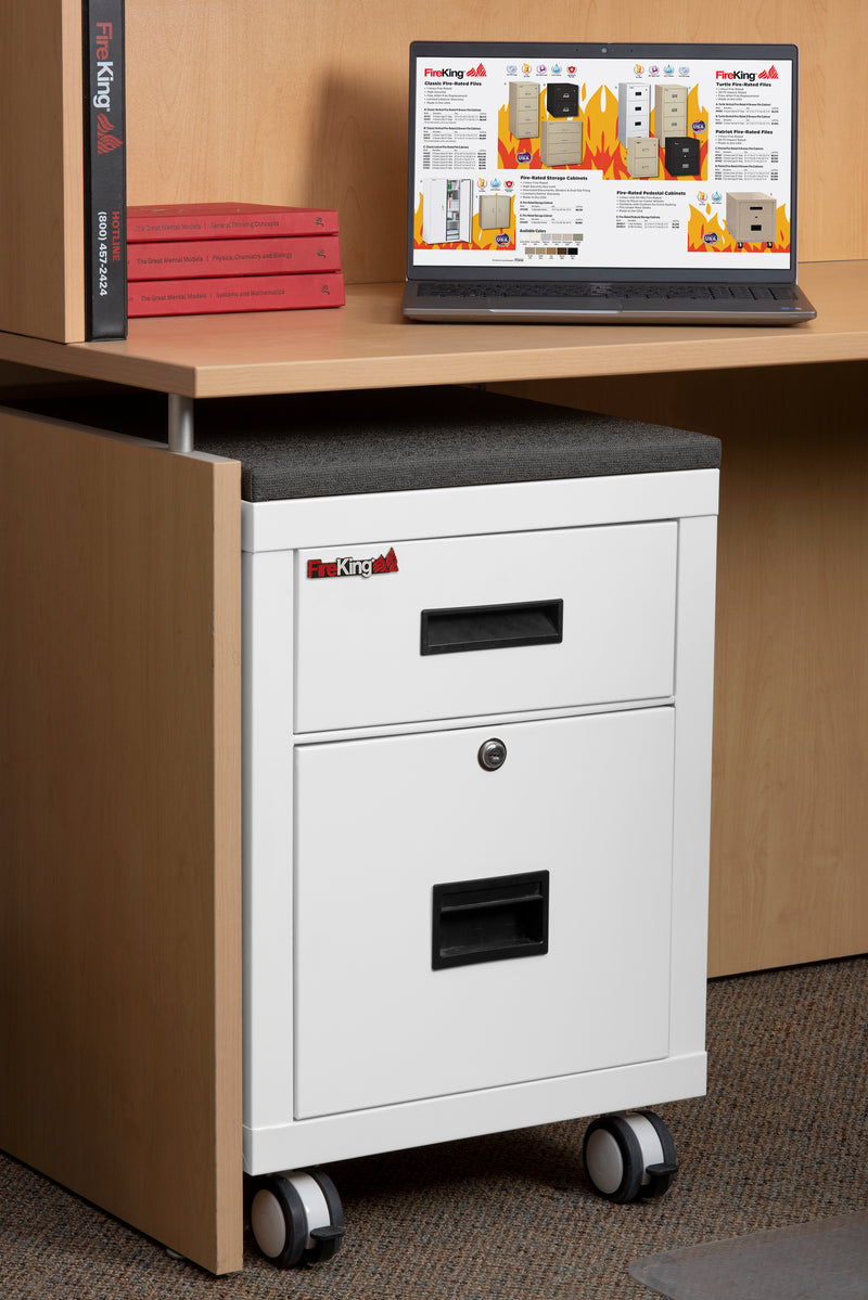 FireKing Mobile Pedestal Legal/Letter File Cabinet - 1-Hour Fire Rated - 4 Colors