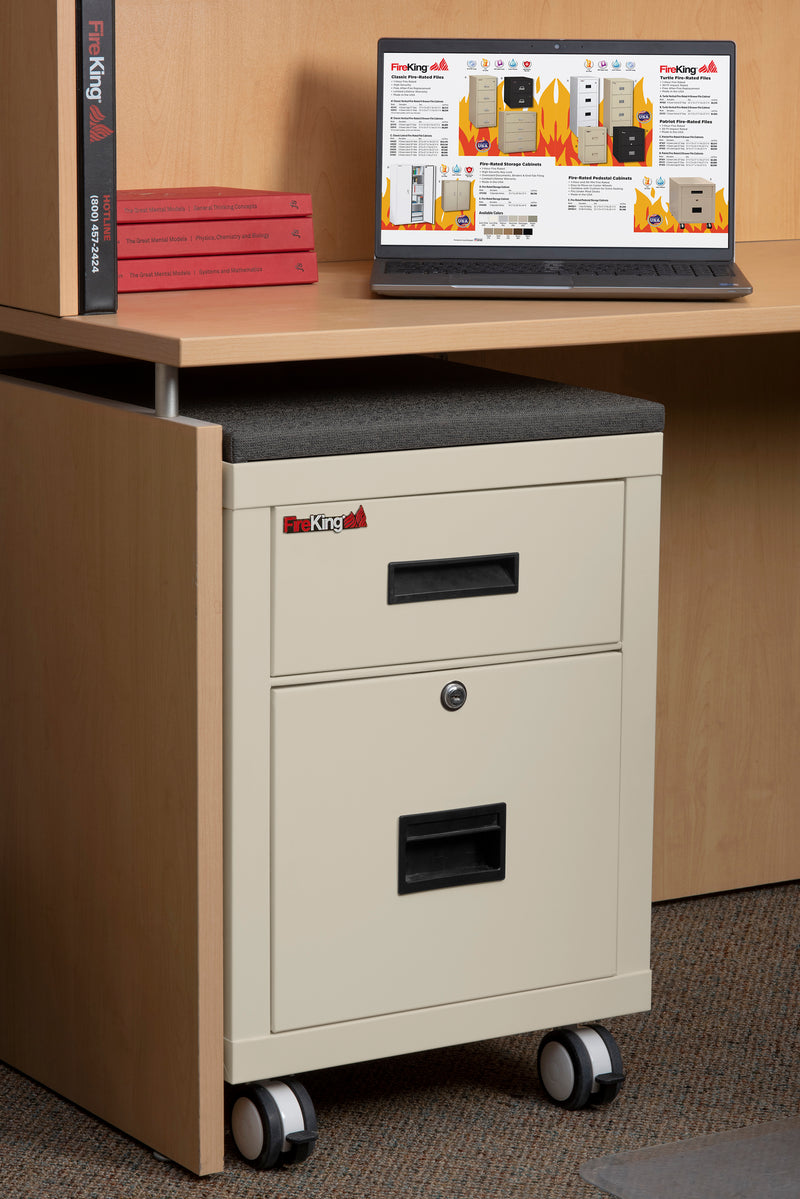 FireKing Mobile Pedestal Legal/Letter File Cabinet - 1-Hour Fire Rated - 4 Colors