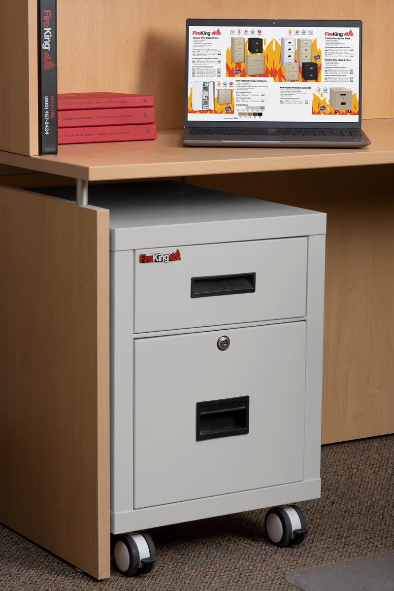 FireKing Mobile Pedestal Legal/Letter File Cabinet - 1-Hour Fire Rated - 4 Colors