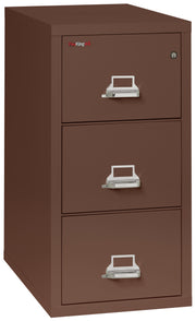 FireKing vertical filing cabinet in dark brown