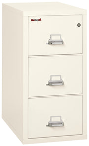 FireKing vertical filing cabinet in off-white