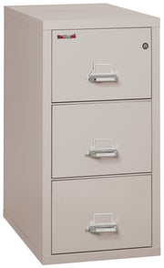 FireKing vertical filing cabinet in light beige