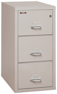 Brown 4-drawer filing cabinet with silver handles.