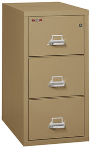 FireKing vertical filing cabinet in light beige