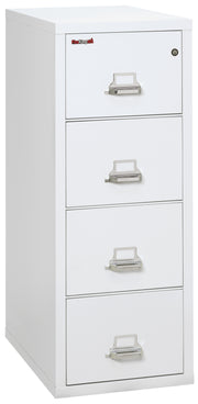 FireKing vertical filing cabinet in white with five drawers