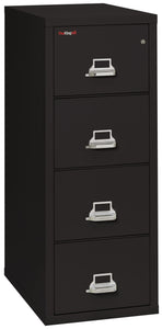 Black 3-drawer filing cabinet with three drawers and silver handles.