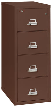 FireKing vertical filing cabinet in dark brown