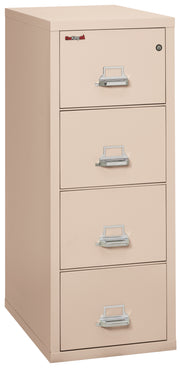 FireKing vertical filing cabinet in beige with five drawers