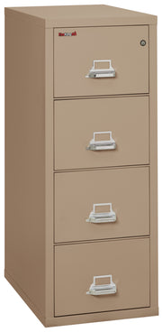 FireKing vertical filing cabinet in beige with five drawers
