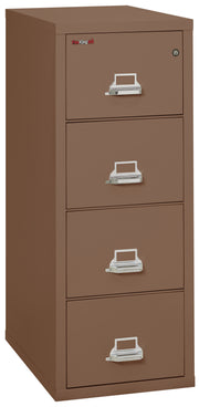 FireKing vertical filing cabinet in brown with five drawers