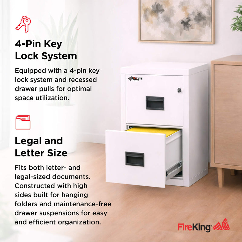 FireKing Turtle Series - Space Saving Vertical File Cabinet - 1-Hour Fire Rated - 2 or 4 Drawers - Multiple Colors