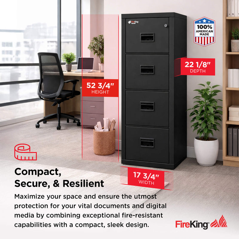 FireKing Turtle Series - Space Saving Vertical File Cabinet - 1-Hour Fire Rated - 2 or 4 Drawers - Multiple Colors
